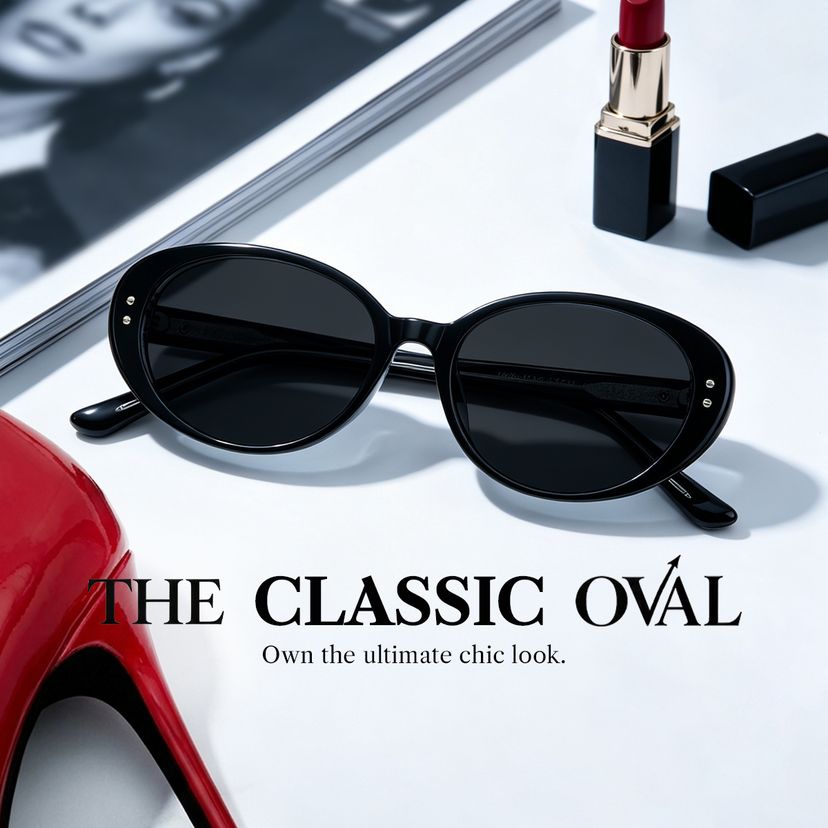 Lennon Black Oval Glasses