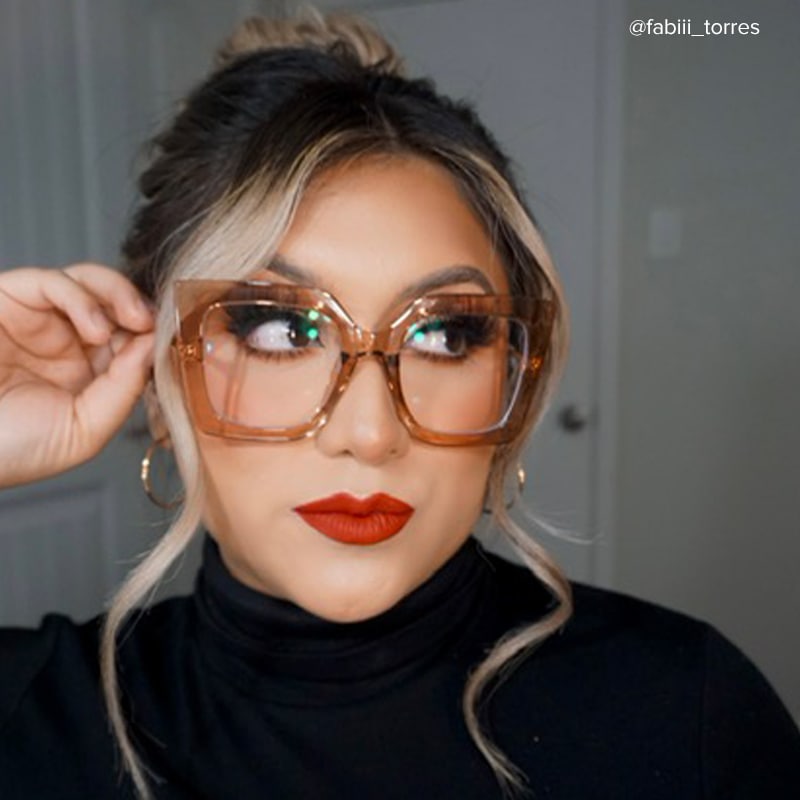 Qatar Square Champagne Eyeglasses and Thick Frames5