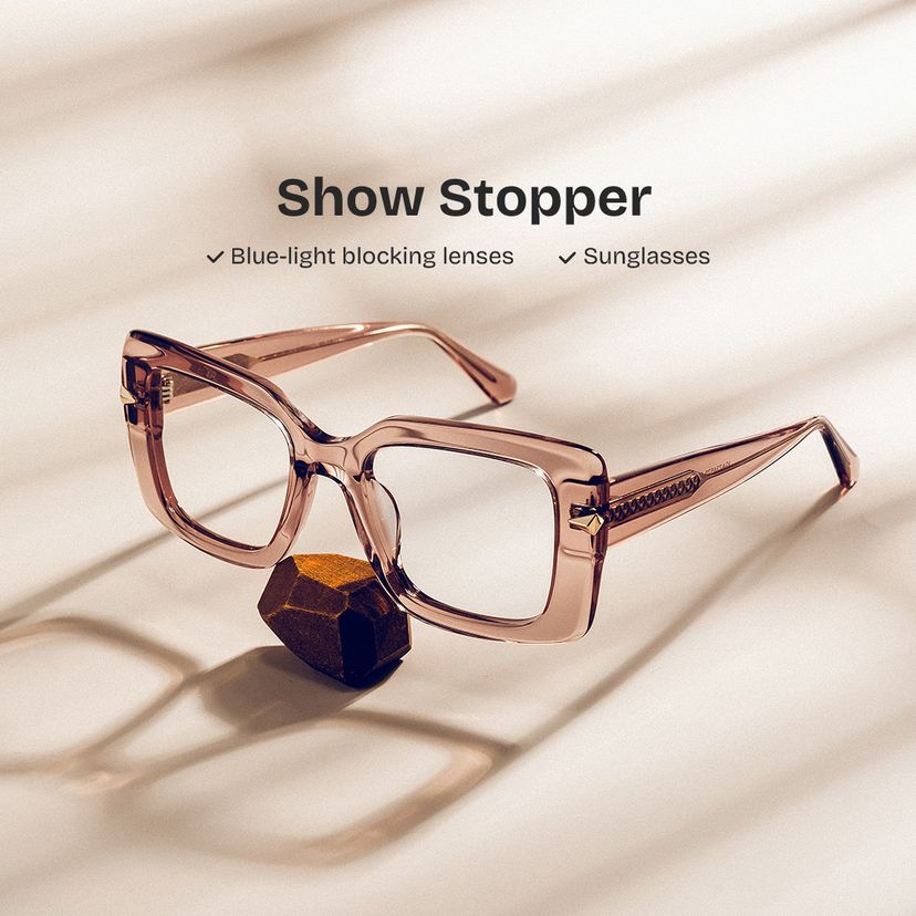 Neon Square Beige Glasses