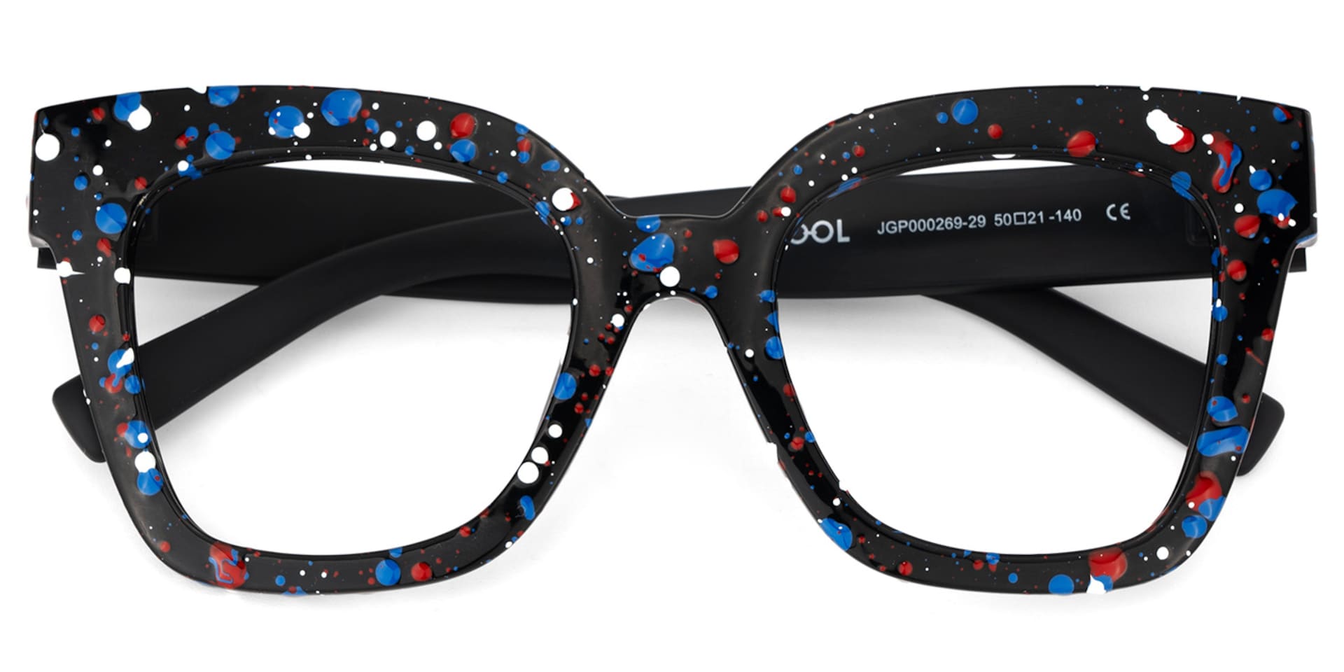 Malcolm Large Square Nerdy Glasses with Colorful Dots on The Frame1