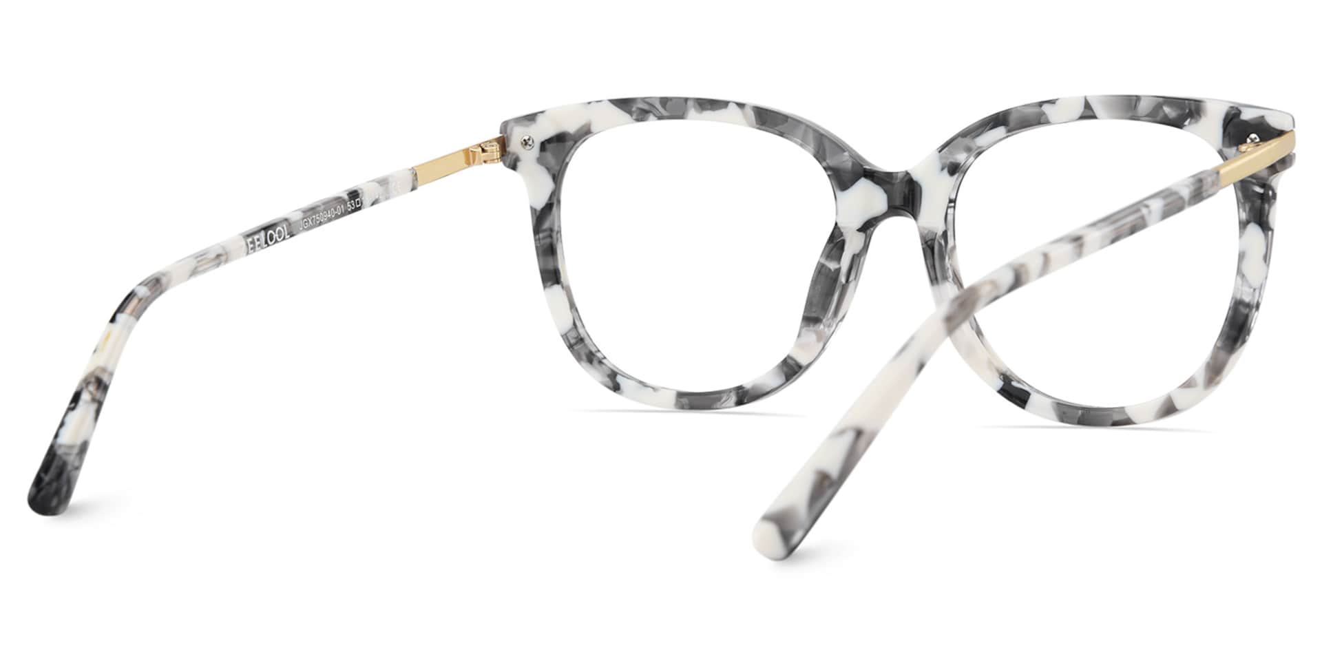 Round Grey Glasses With a Marble Pattern6