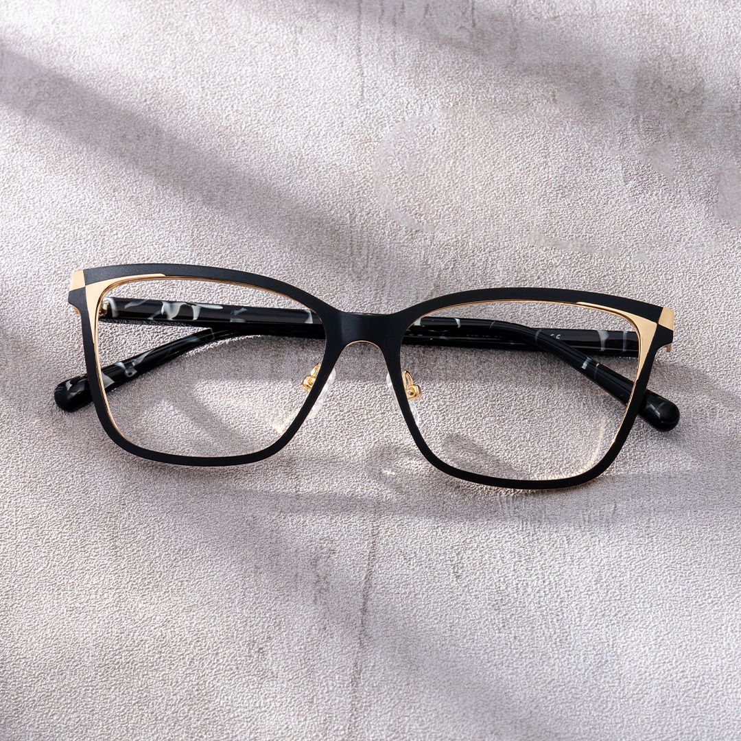 Elise Black Frame Glasses with Rectangle Frame Online | ZEELOOL0