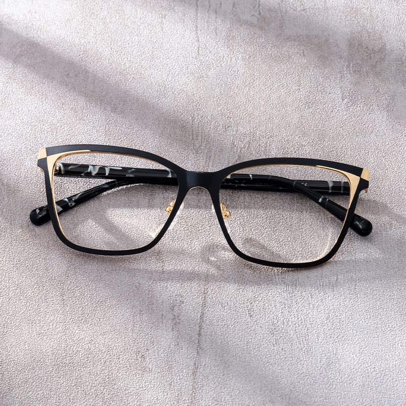 Elise Rectangle Black Glasses