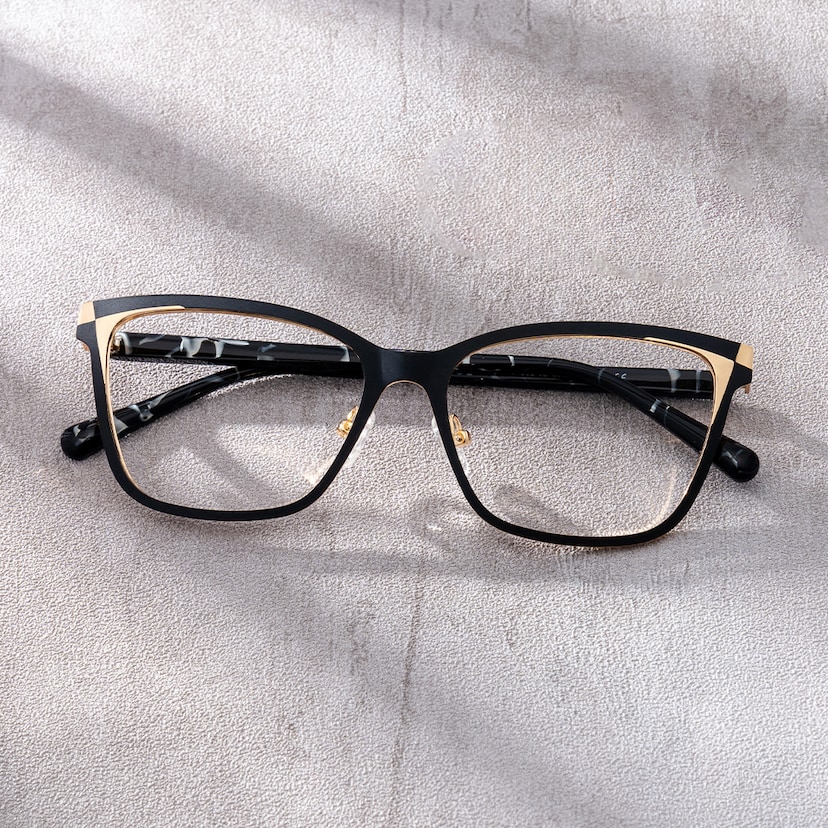 Elise Rectangle Black Glasses