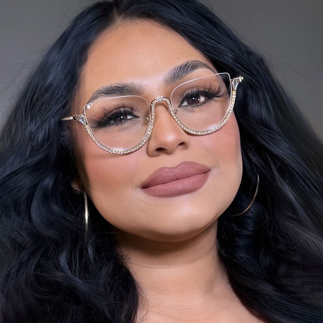 Sparkle Gold Cat Eye Gillter Glasses for Women | ZEELOOL8