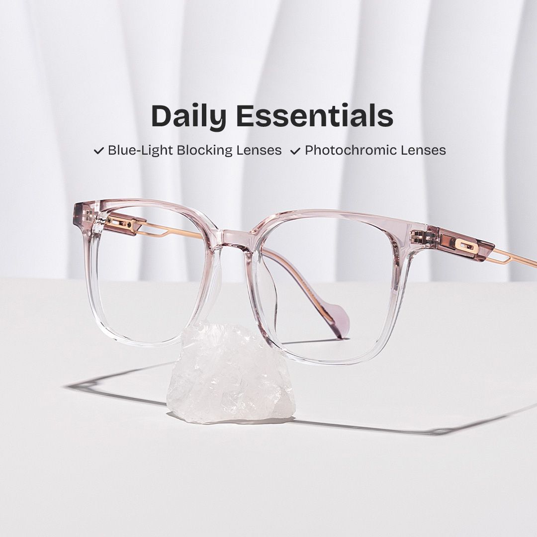 Chloe Pink Square Prescription Glasses | Zeelool0