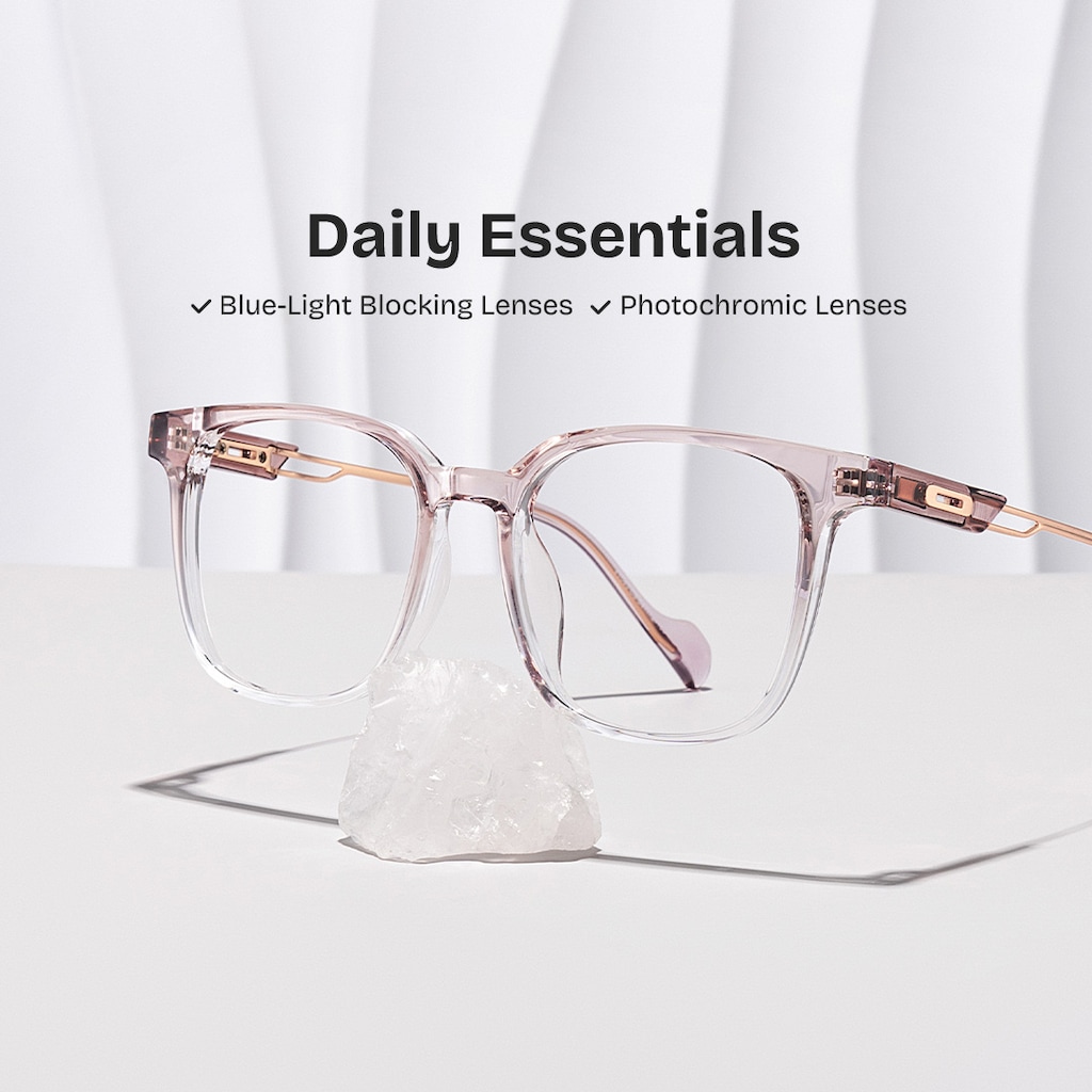Chloe Square Pink Crystal Glasses