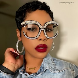 Veasley Square Multicolor Rhinestone Glasses5