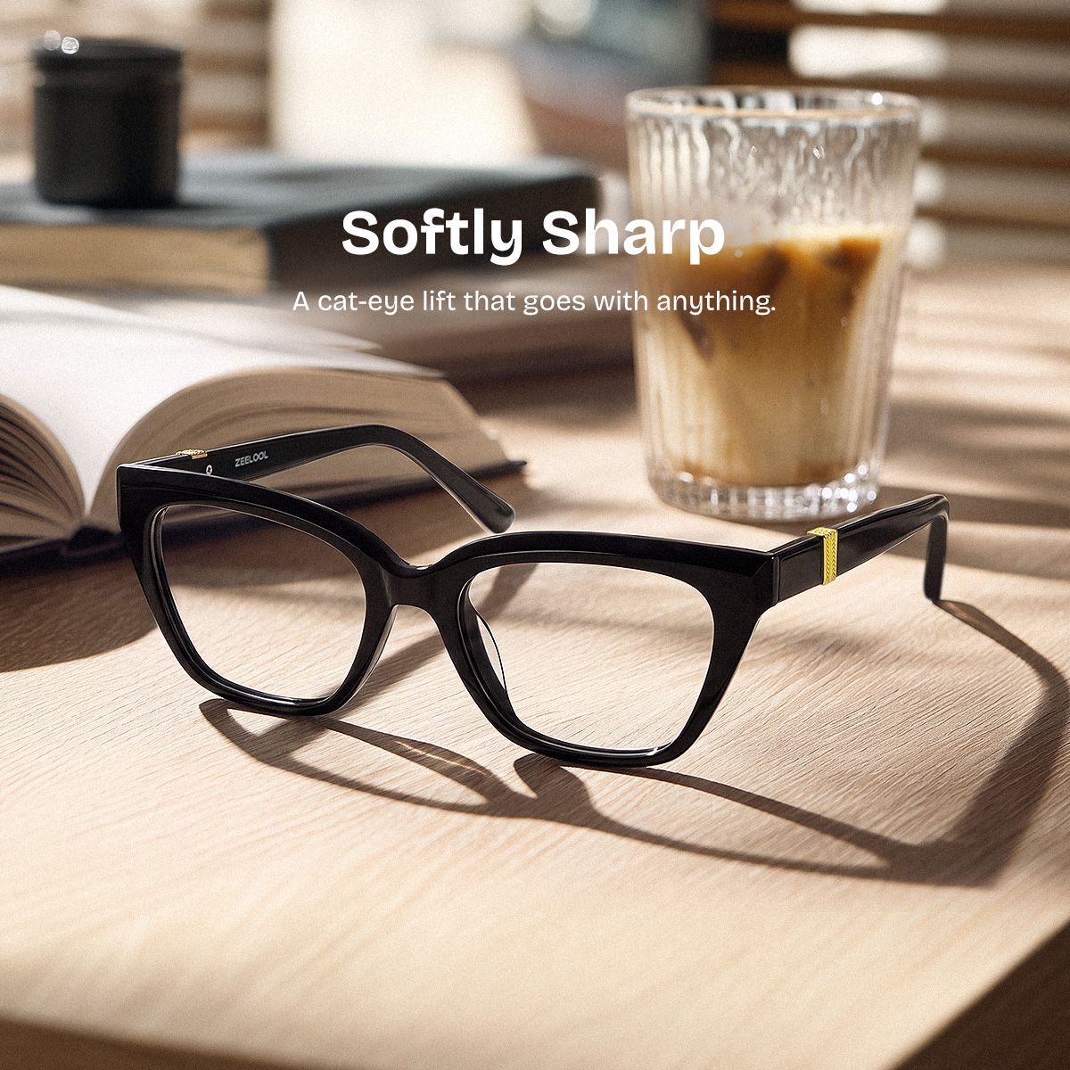 Quincy Black Cat Eye Eyeglasses with Lightweight Material | ZEELOOL0