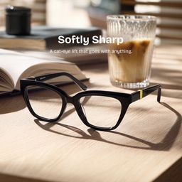 Quincy Black Cat-eye Glasses0