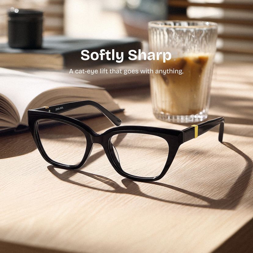 Quincy Black Cat-eye Glasses