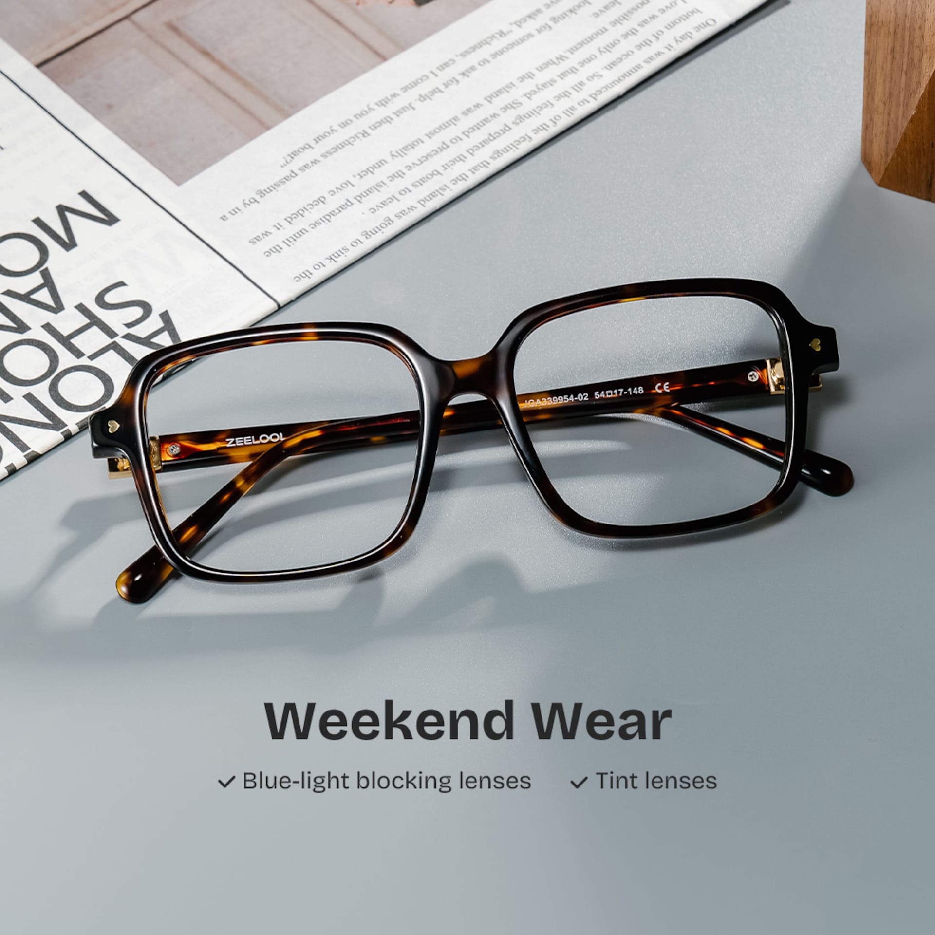 Talia Tortoise Frame Glasses with Square Frame Online | ZEELOOL2