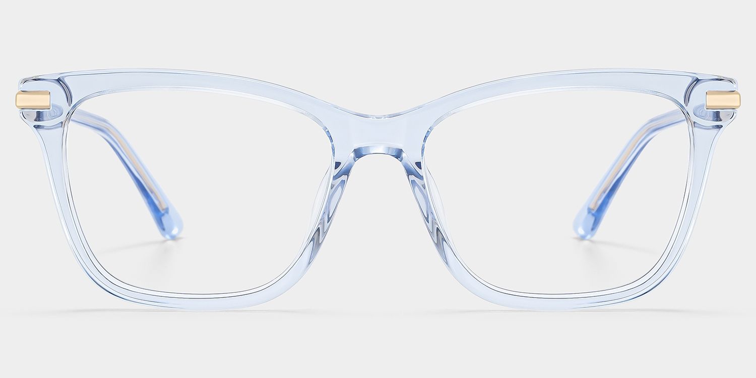 Eliot Clear Blue Rectangle Mixed Frame Glasses for Women | ZEELOOL1