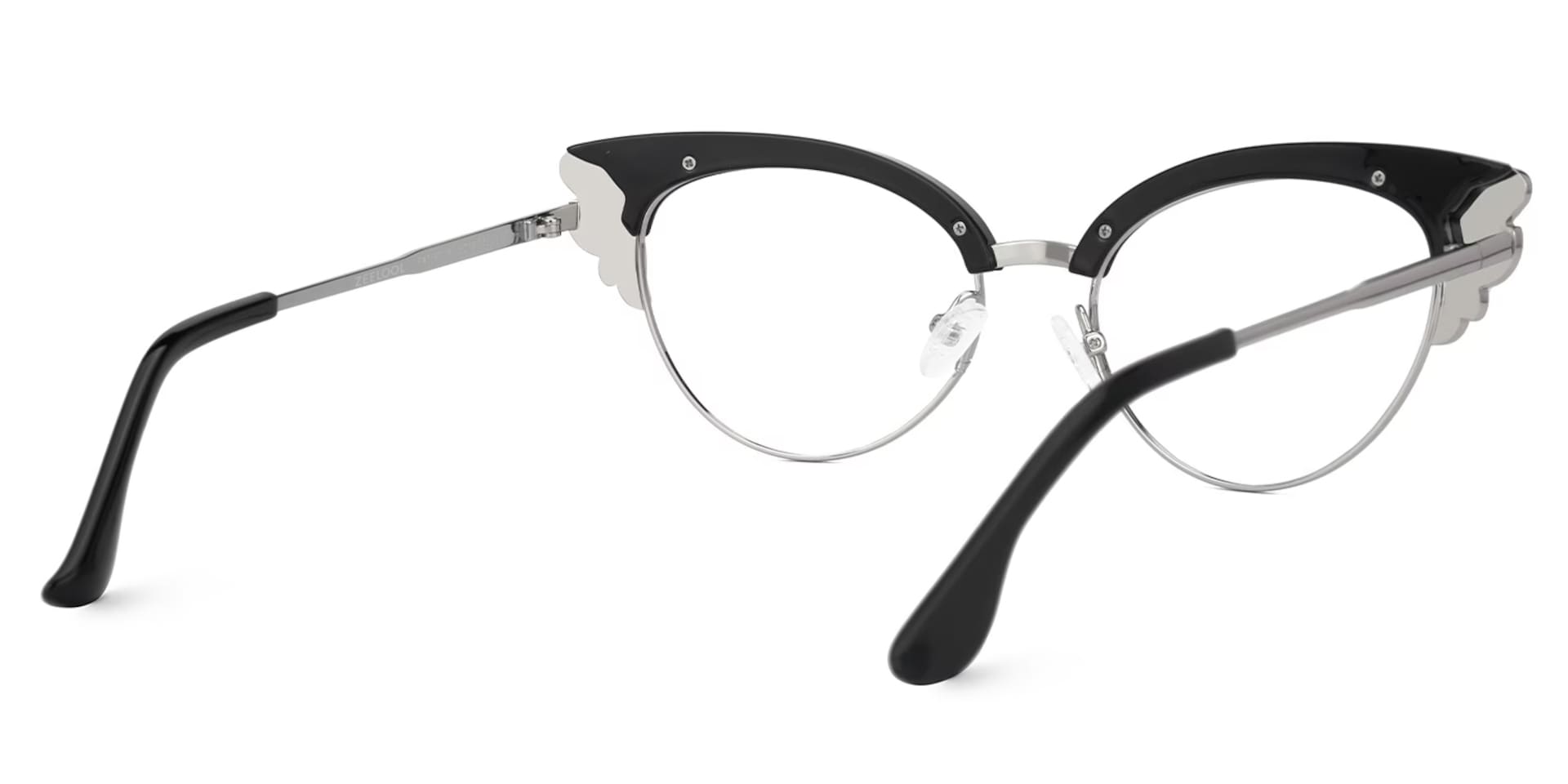 Hearn Cat Eye Black-Silver Glasses | Zeelool Glasses3