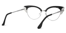 Hearn Cat Eye Black-Silver Glasses3