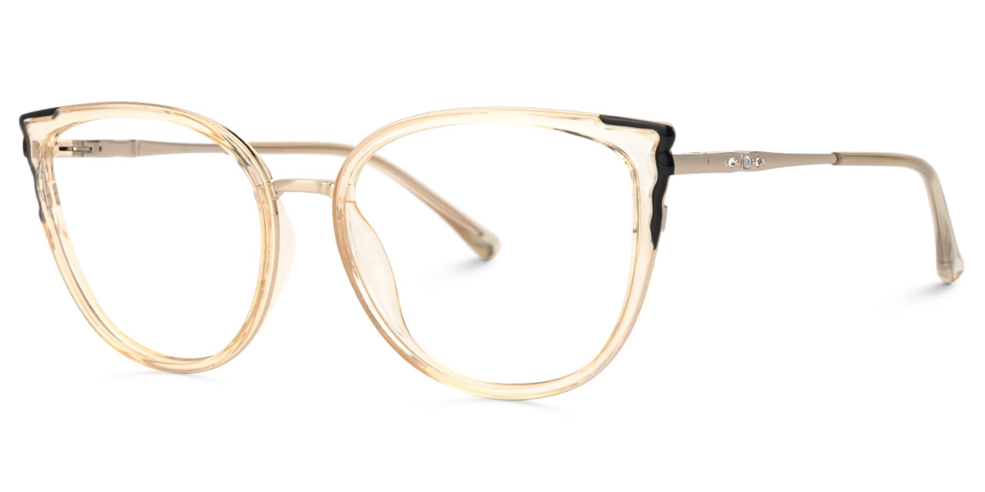 Estrada Cateye Champagne Eyeglasses with Mixed Materials -Zeelool1