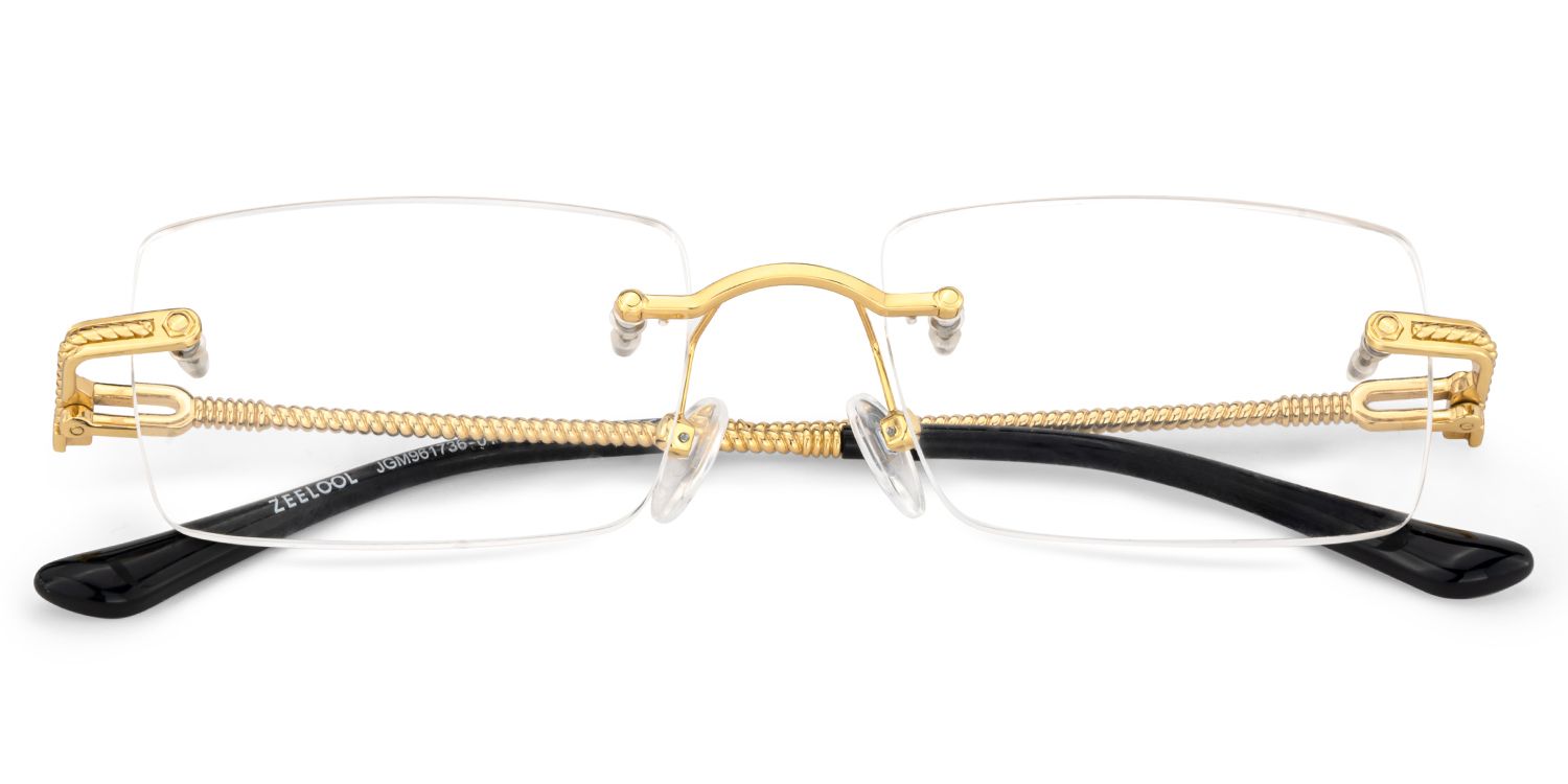 Gold Rimless Eyeglasses Frames With Adjustable Nose Pads