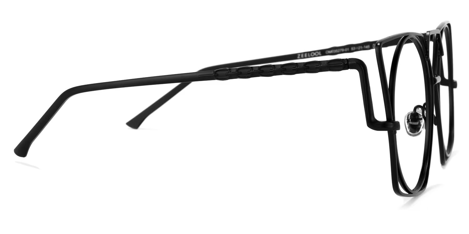 Evette Geometric Black Glasses | Zeelool Glasses3