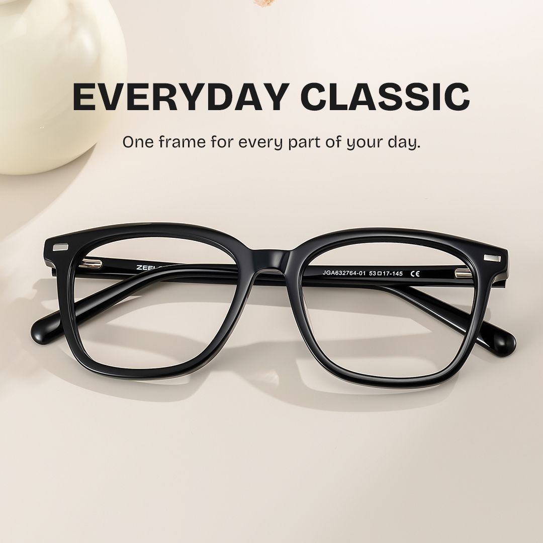 Lana Black Square Acetate Frame Glasses for Women | ZEELOOL0