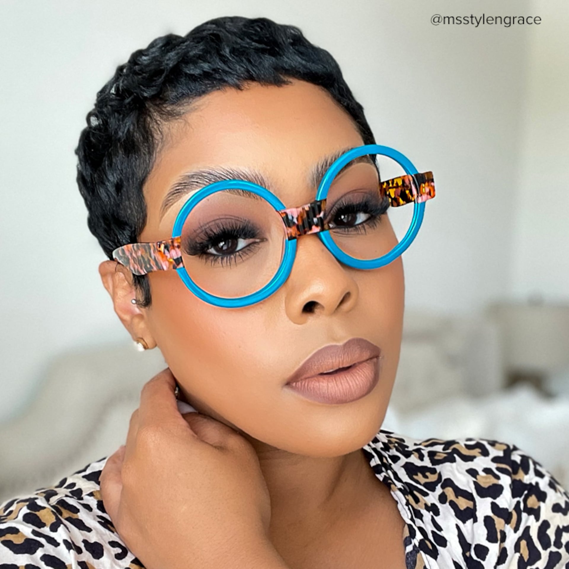 Lindsey Round Blue Frame Glasses | Zeelool4