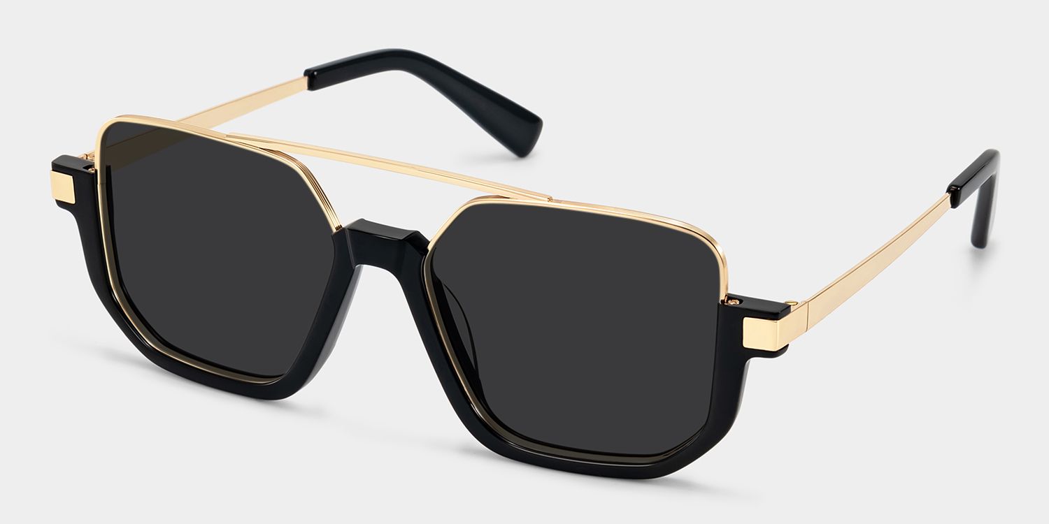 Oromiya Aviator Black Gold Frame Sunglasses Online Sale | ZEELOOL