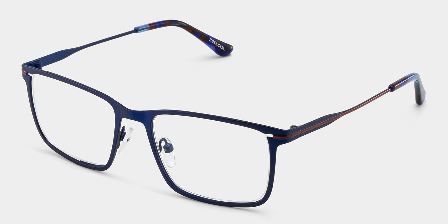 Rectangle Blue Eyeglasses- Roxana Metal Frame Glasses2