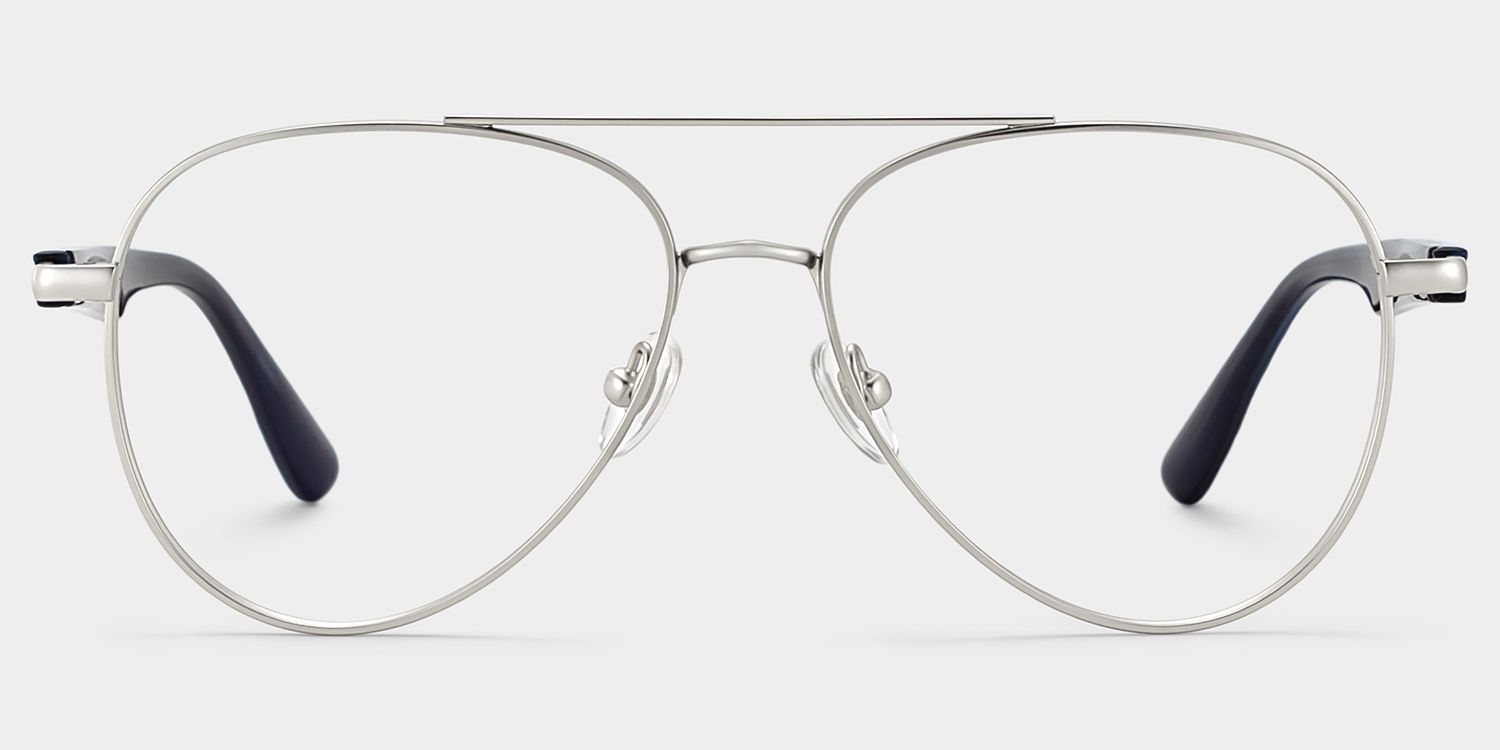 Aspen Silver Aviator Mixed Frame Glasses for Men | ZEELOOL1