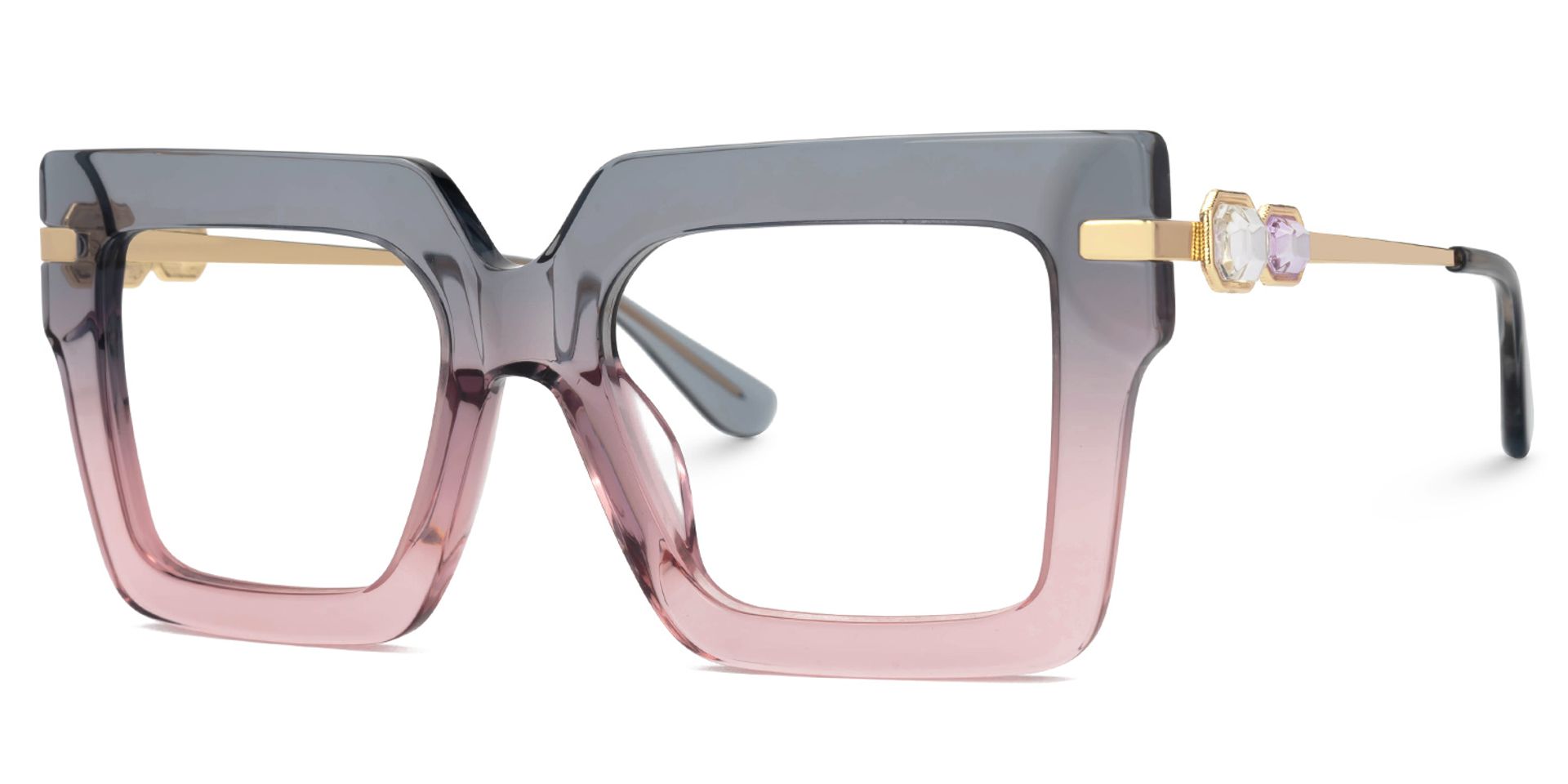 Radic Pink and Grey Designer Glasses with Square Frames1