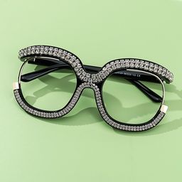 Veasley Square White Rhinestone Glasses4