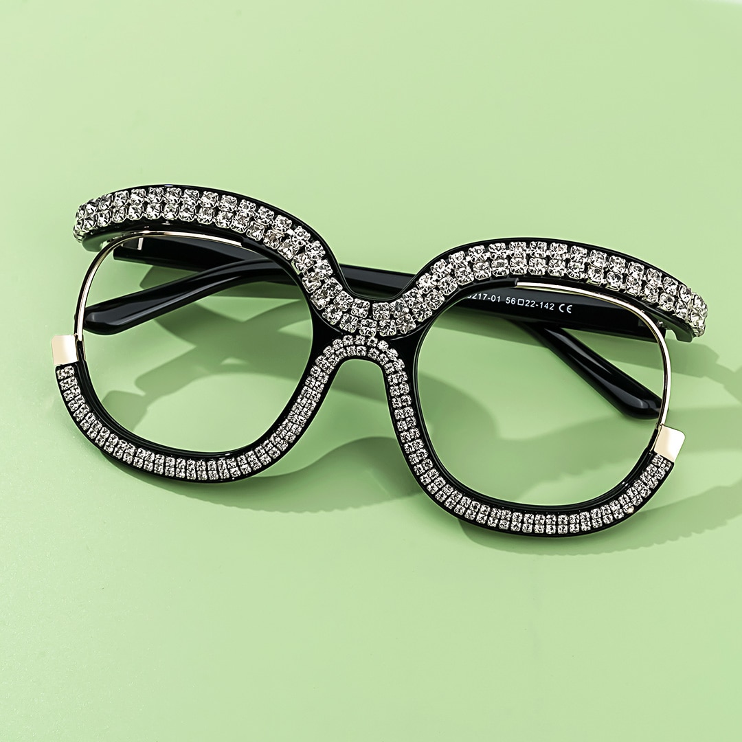 Veasley Square White Rhinestone Glasses4