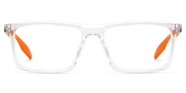 Active Rectangle Clear Orange Glasses