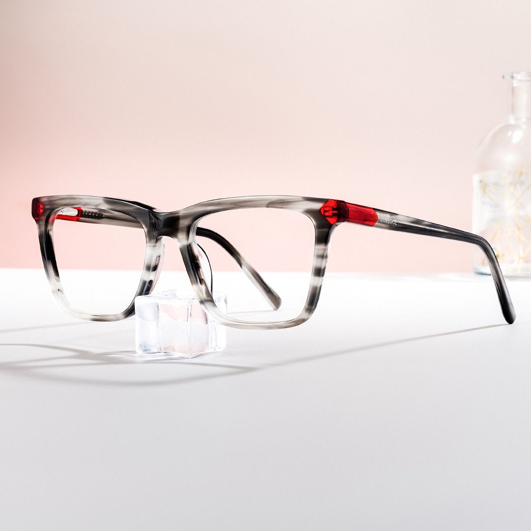 Thin Gray Glasses Frame In Rectangle Shape0