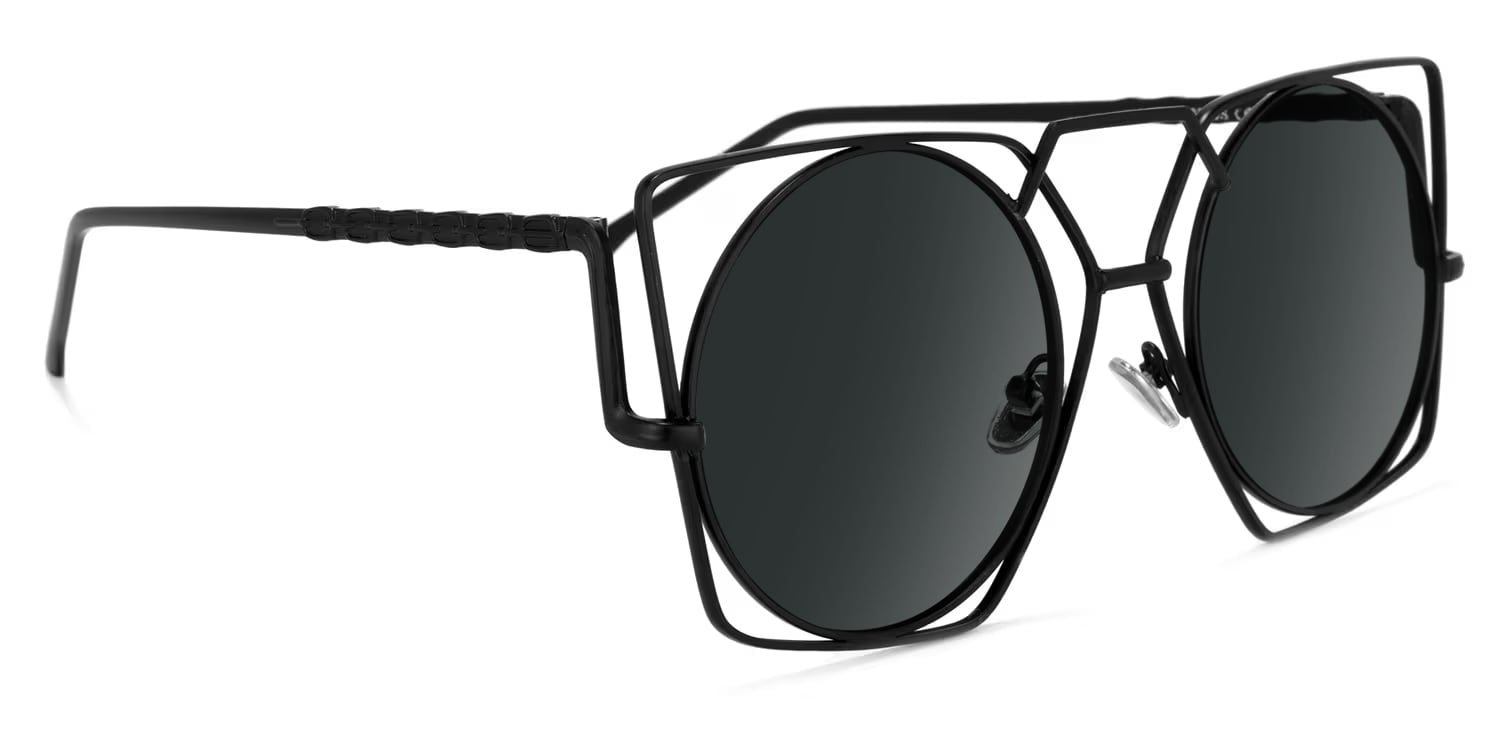Evette Geometric Black Glasses2