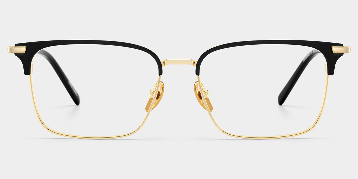 Maxwell Browline Black and Gold Glasses Frames for Men | ZEELOOL0