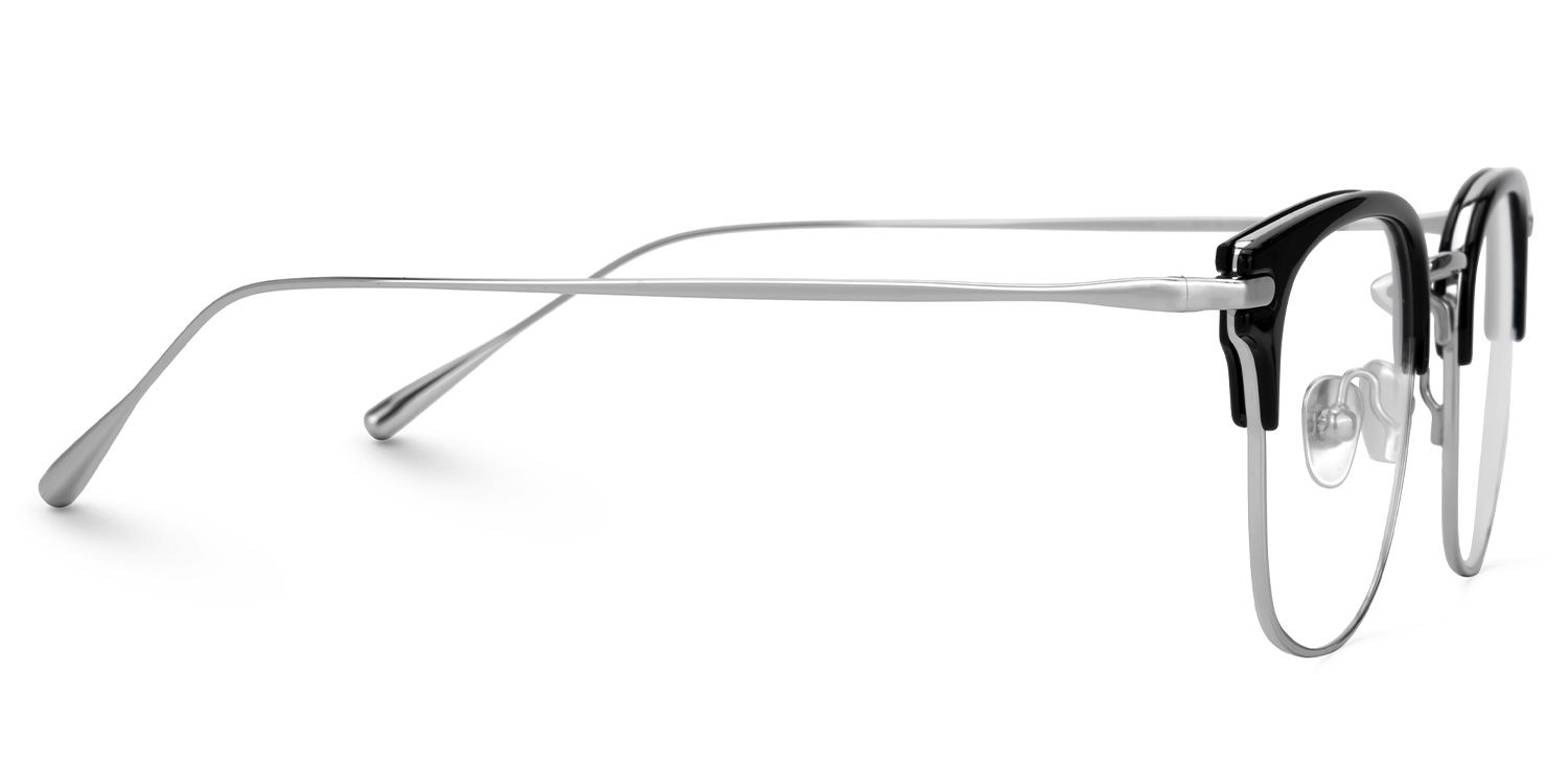 Mecca Silver Eyeglasses with Browline Shape | Zeelool Optical2
