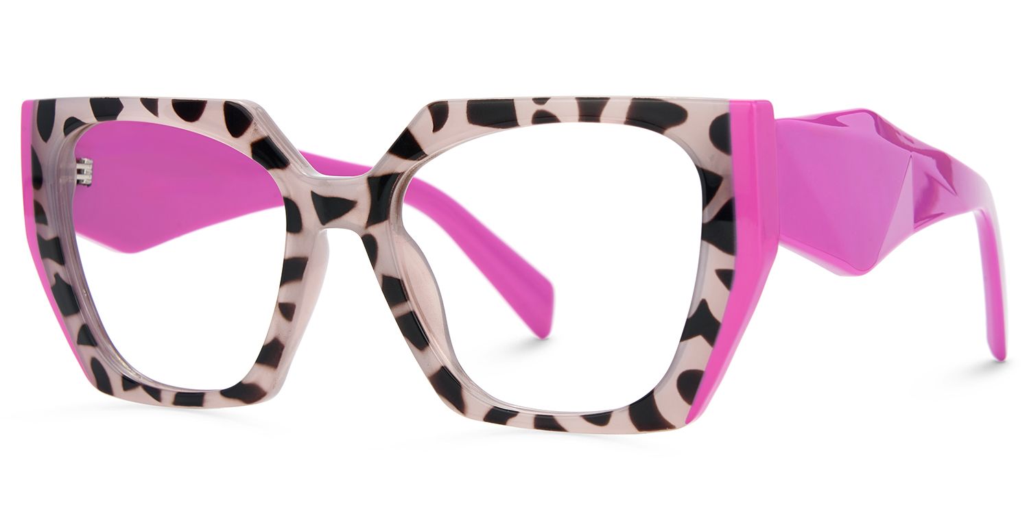 Affordable Pink Tortoise Hexagon Shaped Prescription Glasses1
