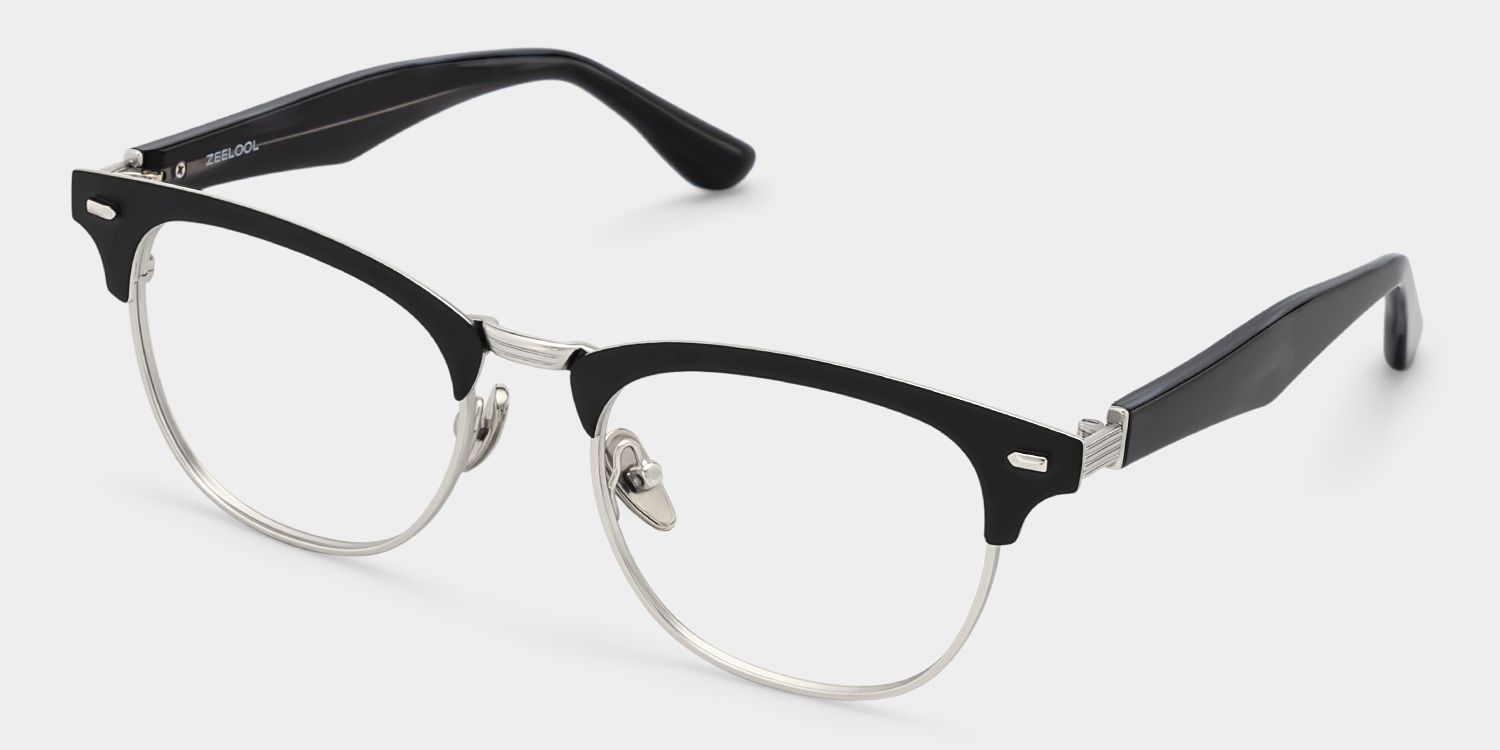 Penelope Silver Browline Glasses for Men | ZEELOOL