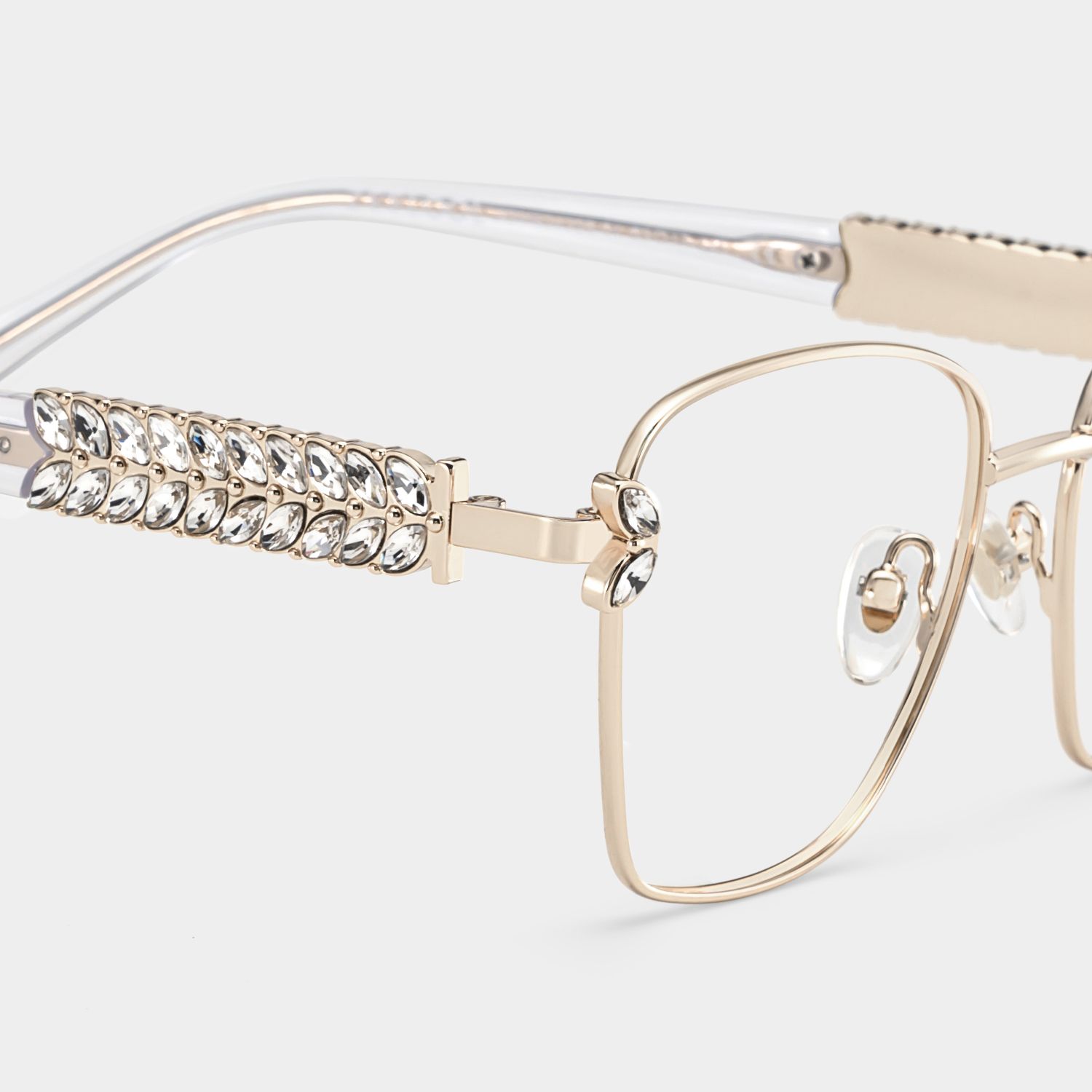 Rectangle Light Gold Eyeglasses- Ellie Metal Frame Glasses5