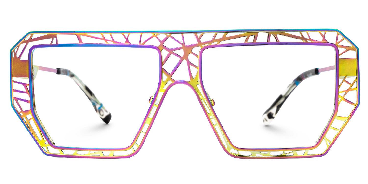 Blake Iridescent Glasses with Geometric Extra Large Frames | Zeelool0