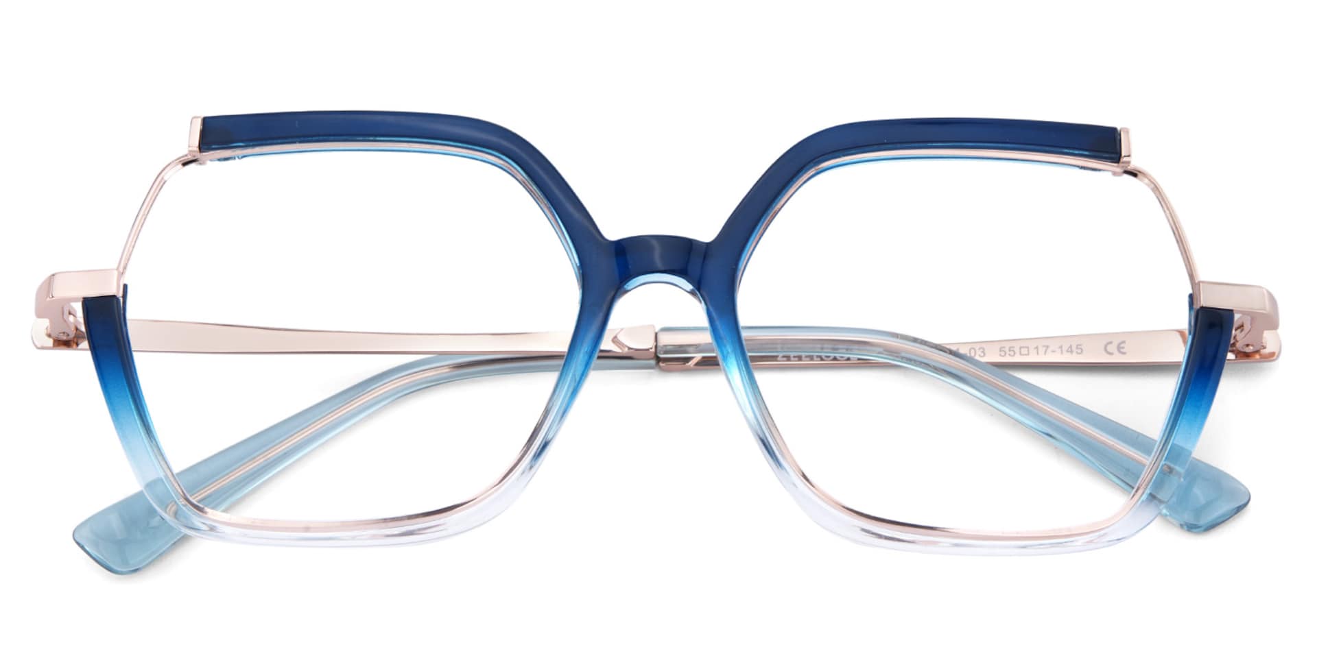 Alexia Mixed-Materials Square Blue Frame Glasses | Zeelool3