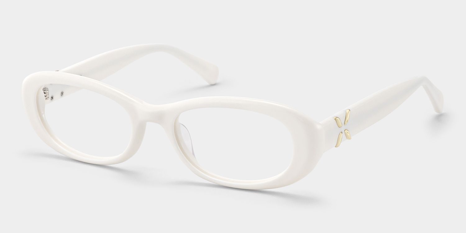 Catherine White Oval Frame Glasses Online | ZEELOOL3