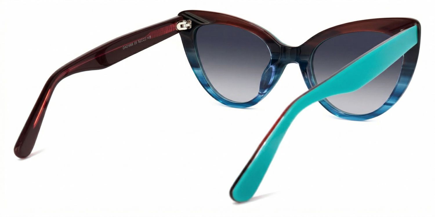 Claudette Blue-Green Cat Eye Polarized Sunglasses for Driving | ZEELOOL4
