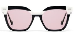 Pinette Black White Square Sunglasses0