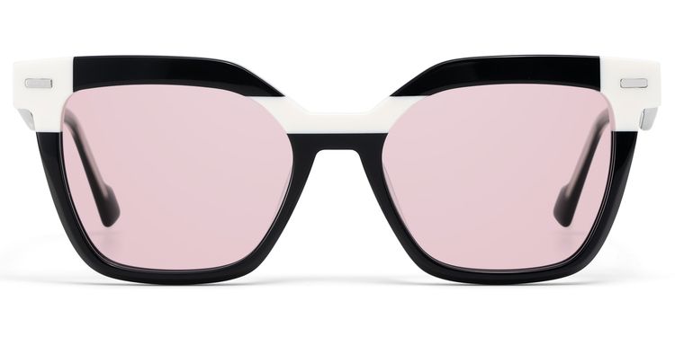 Pinette Square Black White Sunglasses
