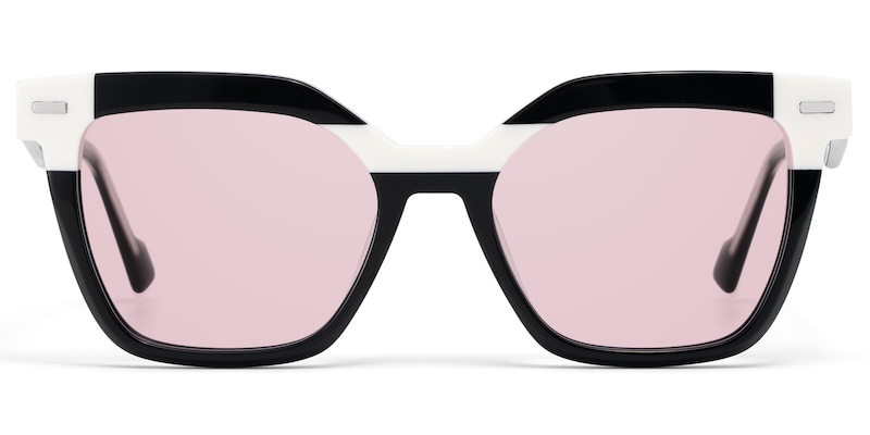 Pinette Square Black White Sunglasses
