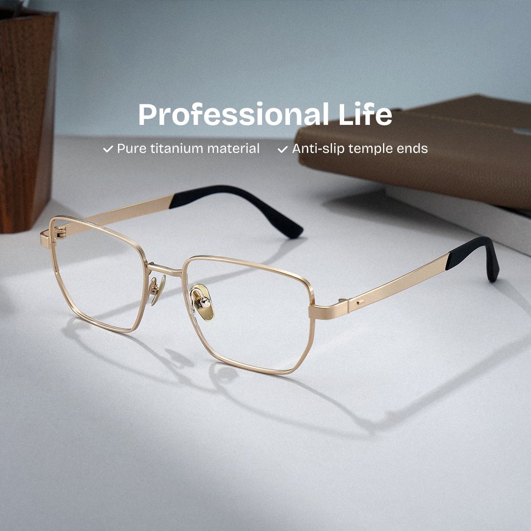 Jameson Gold Frame Prescription Glasses with Geometric Shape | ZEELOOL