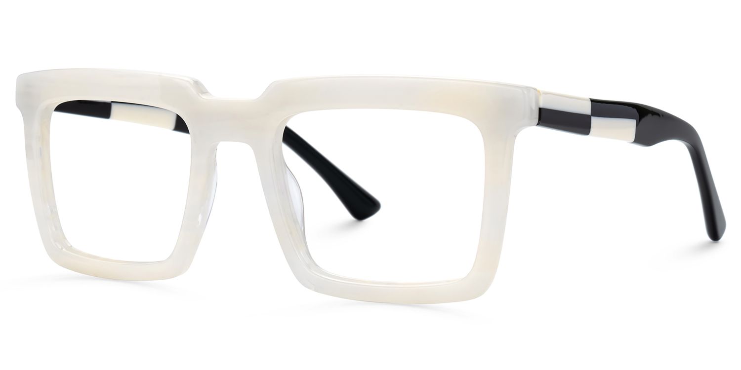 Leblanc Square White Acetate Glasses for Men | Zeelool2