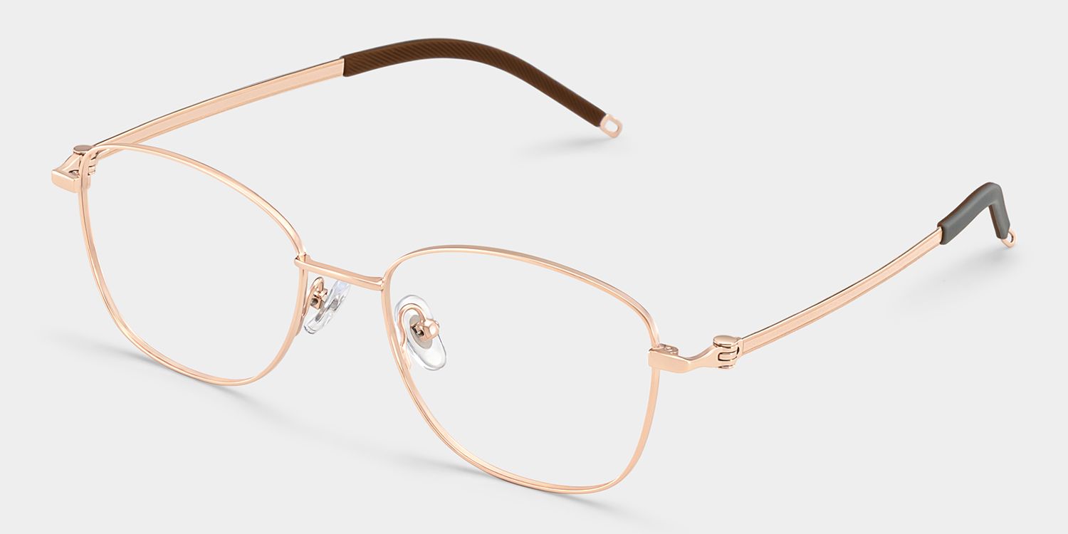 Nicole Gold Wire Frame Glasses in Rectangle Metal Material | ZEELOOL3