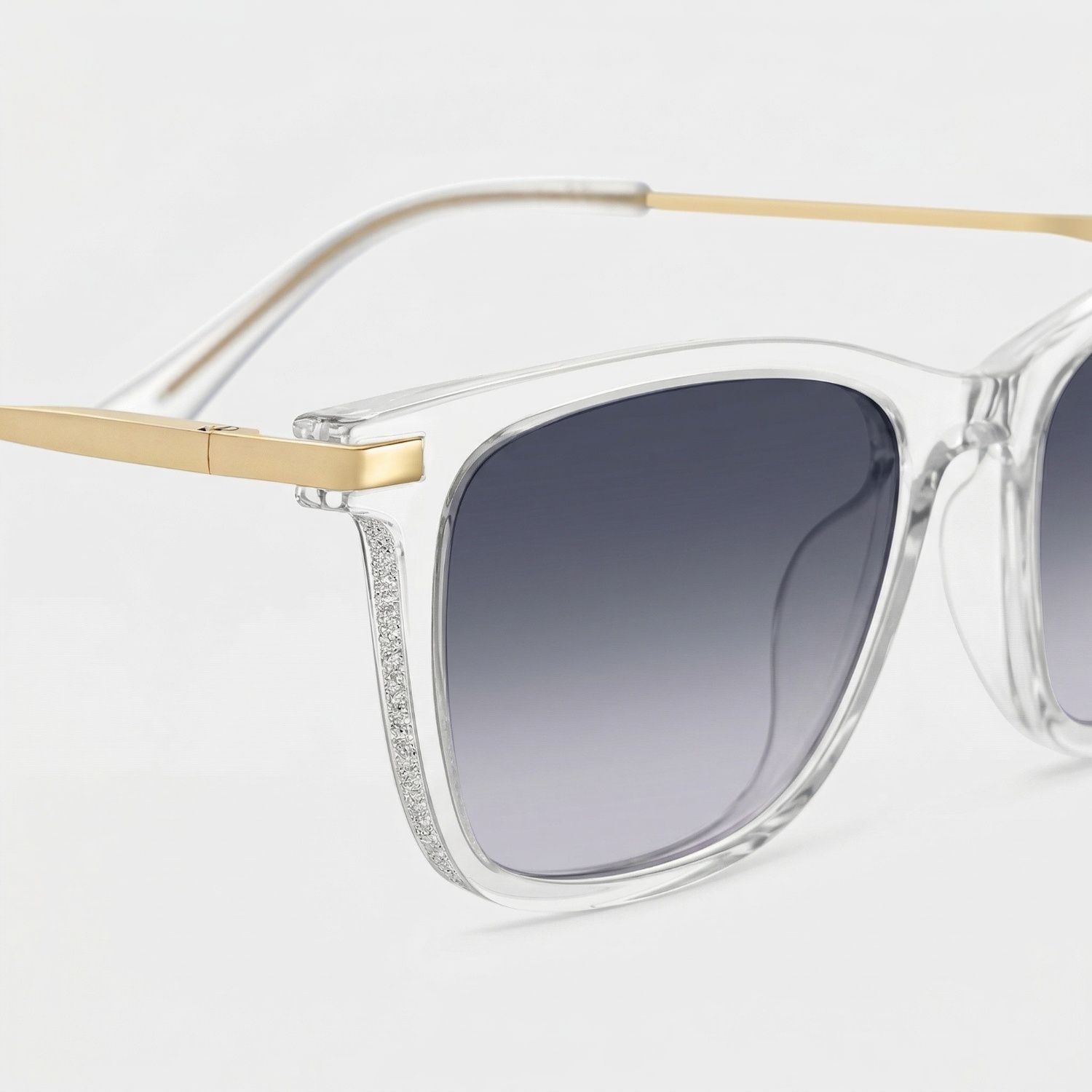 Selena Rectangle Clear White Glasses Bling Frames | ZEELOOL4