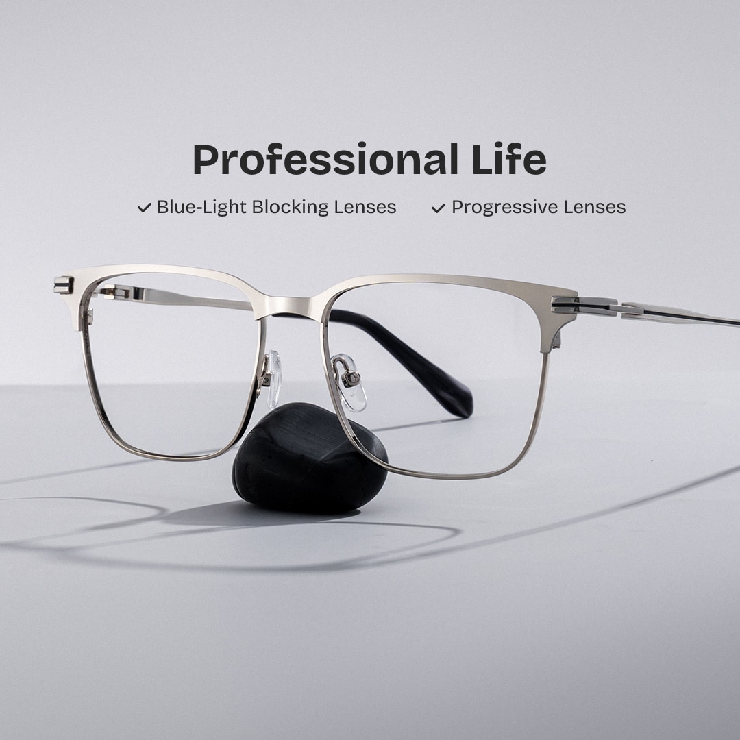 Marshall Silver Rectangle Prescription Glasses | Zeelool0